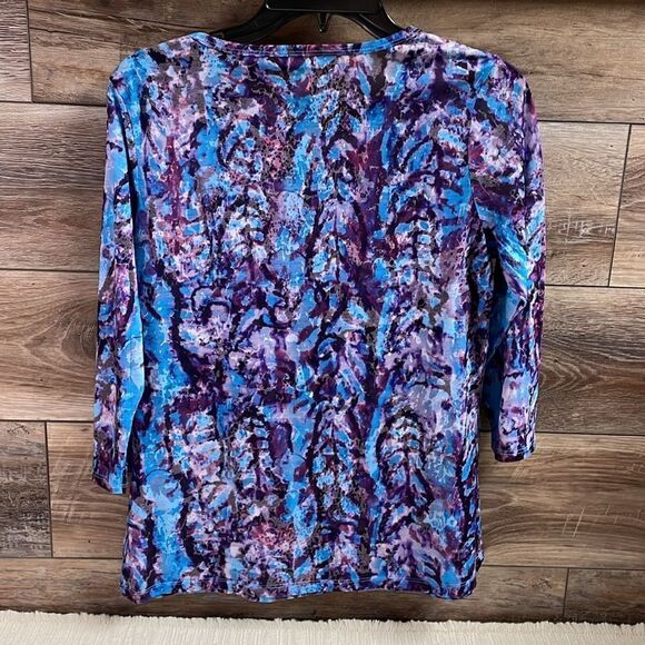 Bay Studio Ladies Abstract Top with Bling, Size M, Purple & Blue Multicolor - Picture 5 of 5